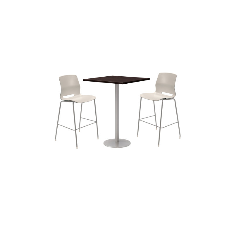 Ensemble de table de salle à manger carrée 30 "et chaise, Espresso, Gris clair