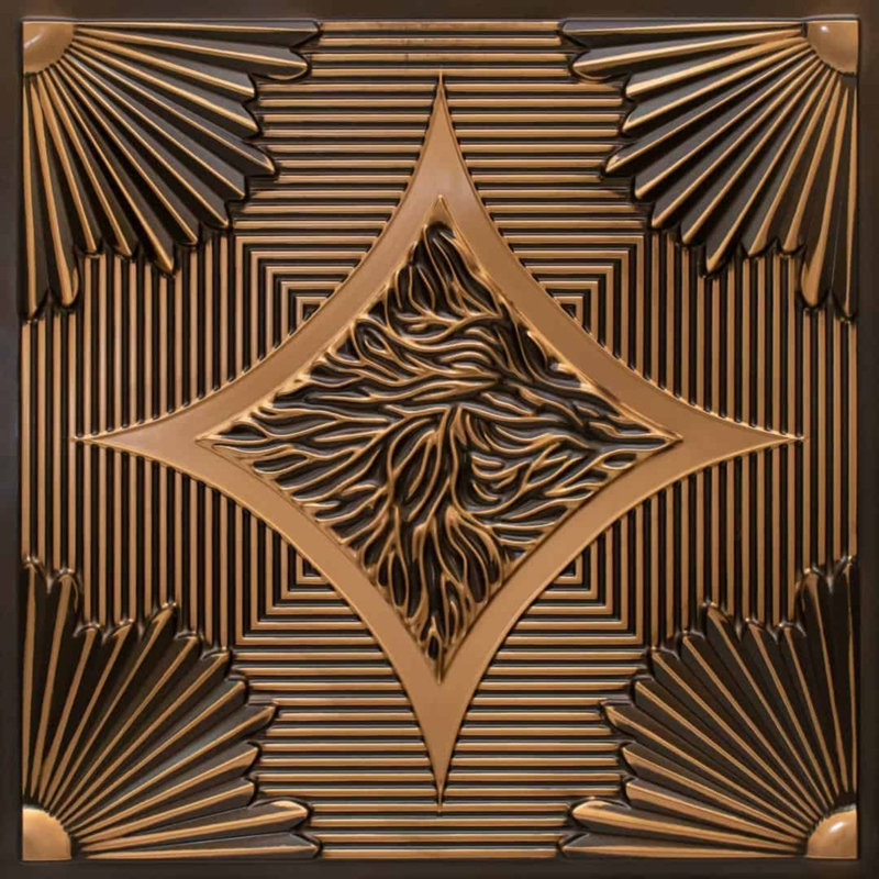 Sunset Boulevard 2 Ft. X 2 Ft. Drop-In Or Glue-Up PVC Ceiling Tile, Antique Gold