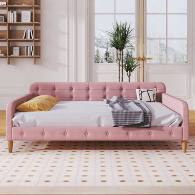 Lit de jour double en tissu de lin