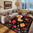 Indoor&Outdoor Washable Area Rug Black Gorgeous flowers Vintage Low Pile Rug for Living Room Bedroom Wedding Banquet-204884856