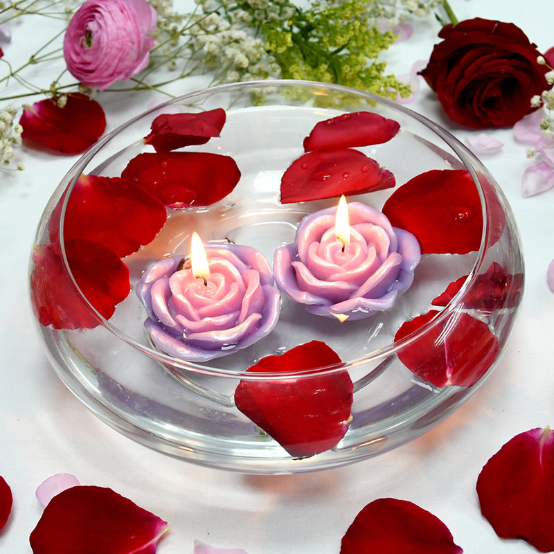 Bougie flottante rose non parfumée, Mauve, Ensemble de 12