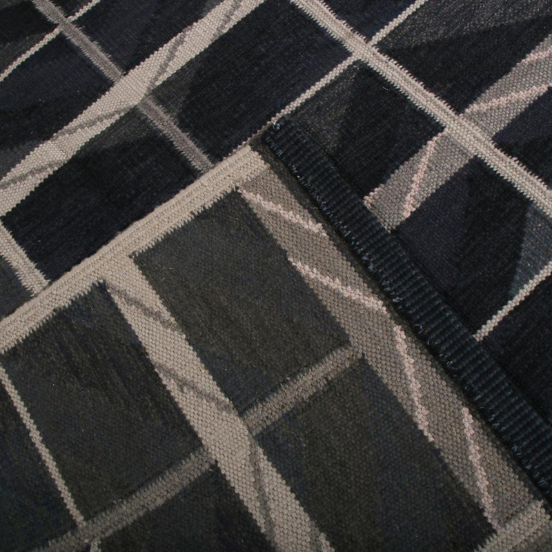 Rug & Kilim’S Scandinavian Geometric Blue And Beige-Brown Wool Rug, Rectangle 8' x 10'