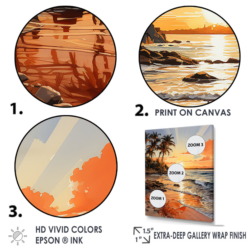 «Beachside Sunset II», reproduction sur toile, Toile tendue, H 20 po x l 12 po x P 1 po