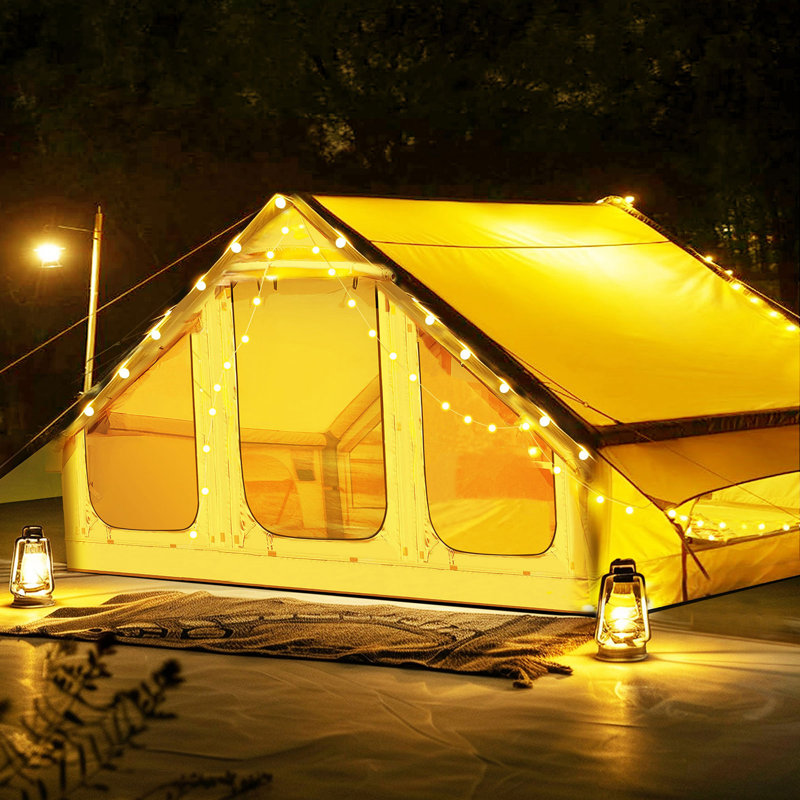 Inflatable Tent With Pump,Glamping Tents For 4-6 Person, Easy Setup 4 Season Waterproof Outdoor Tent