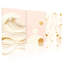 Motif de vagues abstraites avec accents dorés et cercles abstraits, ensemble de 3 impressions sur toile-738295251