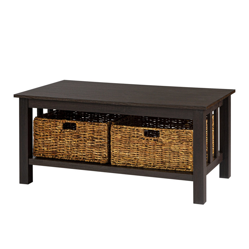 Table basse avec paniers en rotin Coastal