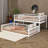 Queen Over Queen Bunk Bed With Ladder And Guardrails, Wood Bedframe With Solid Wood Suppor, Detachable Design-2131049186