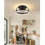 Ventilateur de plafond avec lumières, ventilateurs de plafond à profil bas avec lumières et télécommande, lumière de ventilateur encastrée à DEL, Fandelier sans pales moderne pour la chambre à coucher avec application, noir 12 po