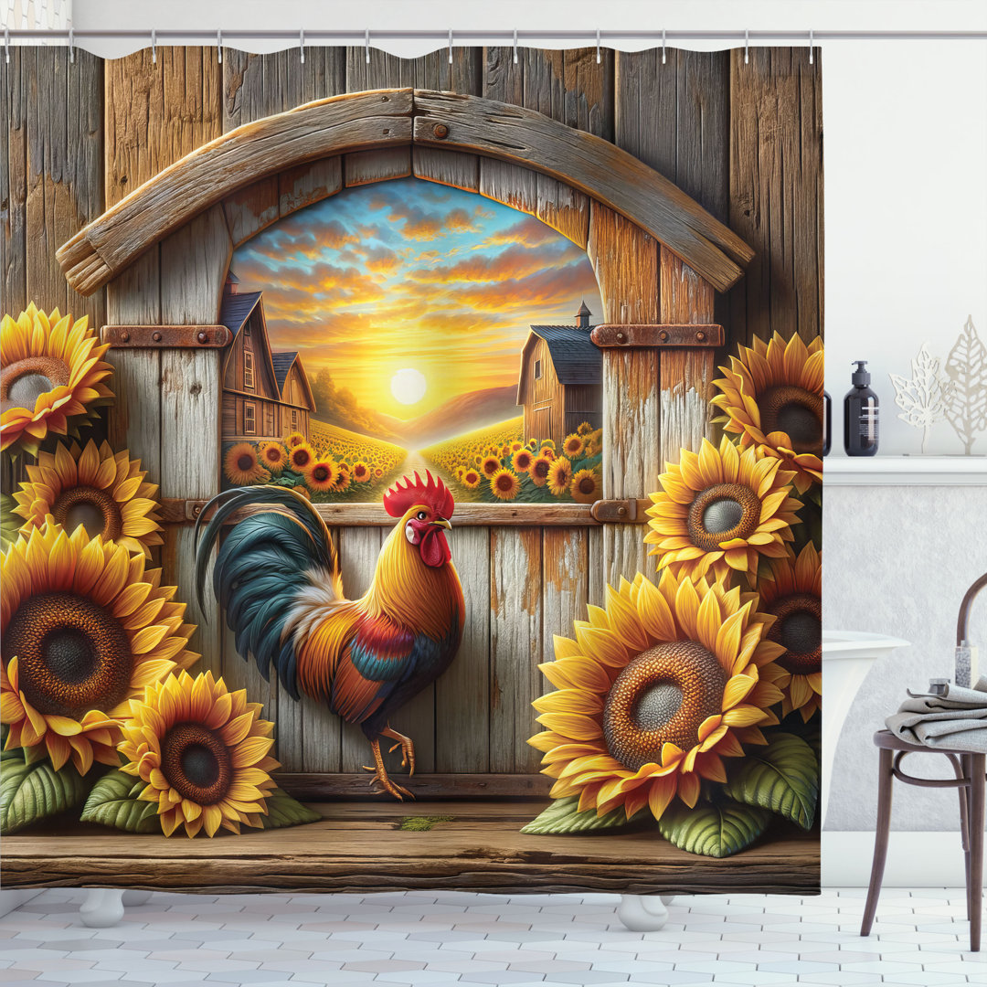 Floral Shower Curtain with Hooks Included Ambesonne