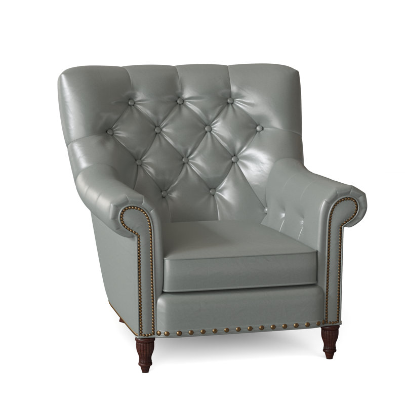 Kirby Leather Club Chair, Outsider Raven Genuine Leather, Mahogany, #9 & #54 French Natural