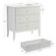 Table de chevet cannelée de 81 cm de large avec station de recharge, table de chevet à 3 tiroirs avec interrupteur et pieds surélevés-1597169127