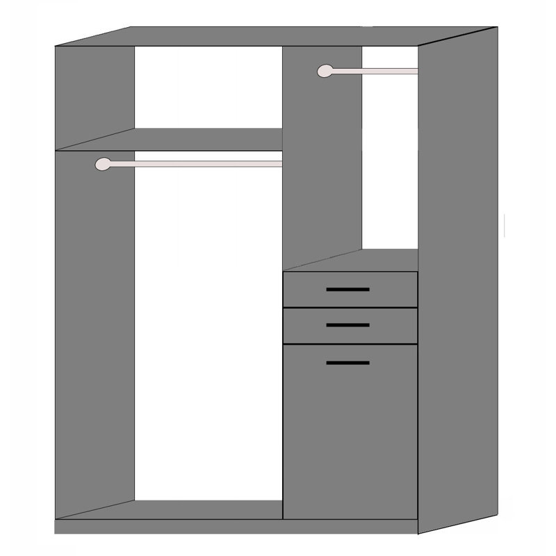 3 Door Manufactured Wood Wardrobe
