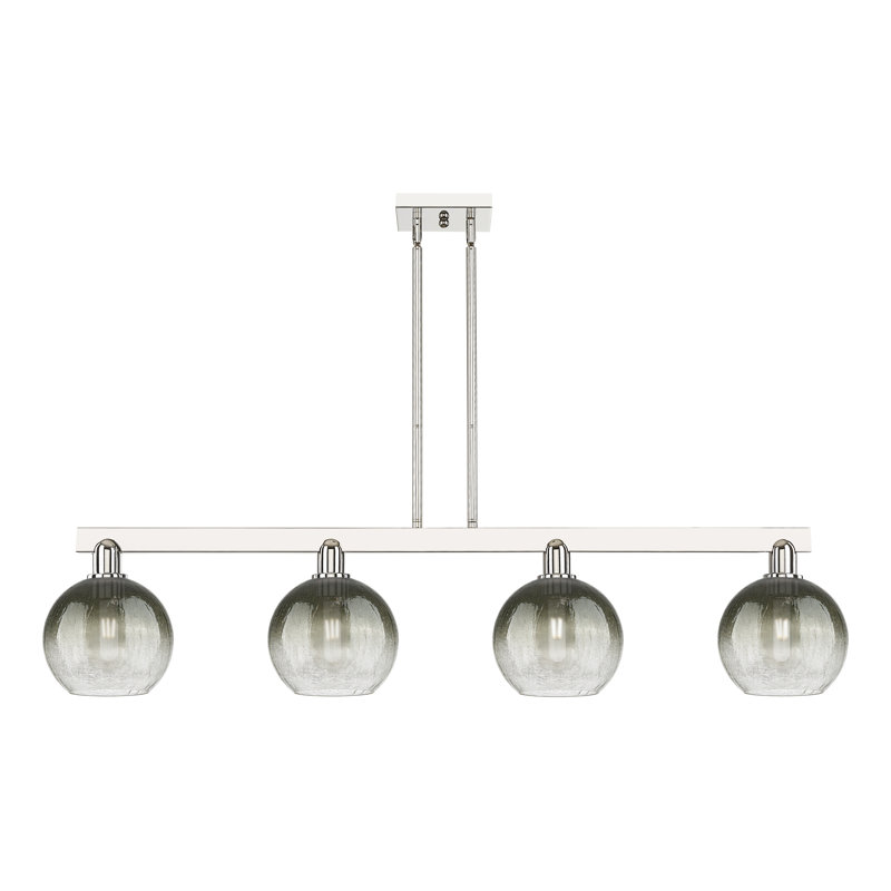 Brookhaven Globe - 4 Light Stem Hung Island Light, Slate, Polished Nickel