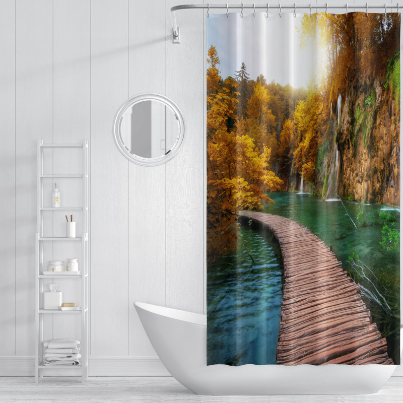 Rideau de douche simple + crochets, H 72 po x l 70 po