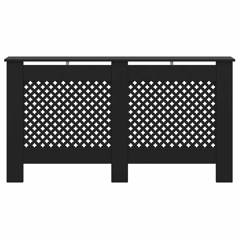 Housse de radiateur en panneau de fibres à densité moyenne noir avec couvercle décoratif de 59,8 x 7,5 x 32,1 po, Noir