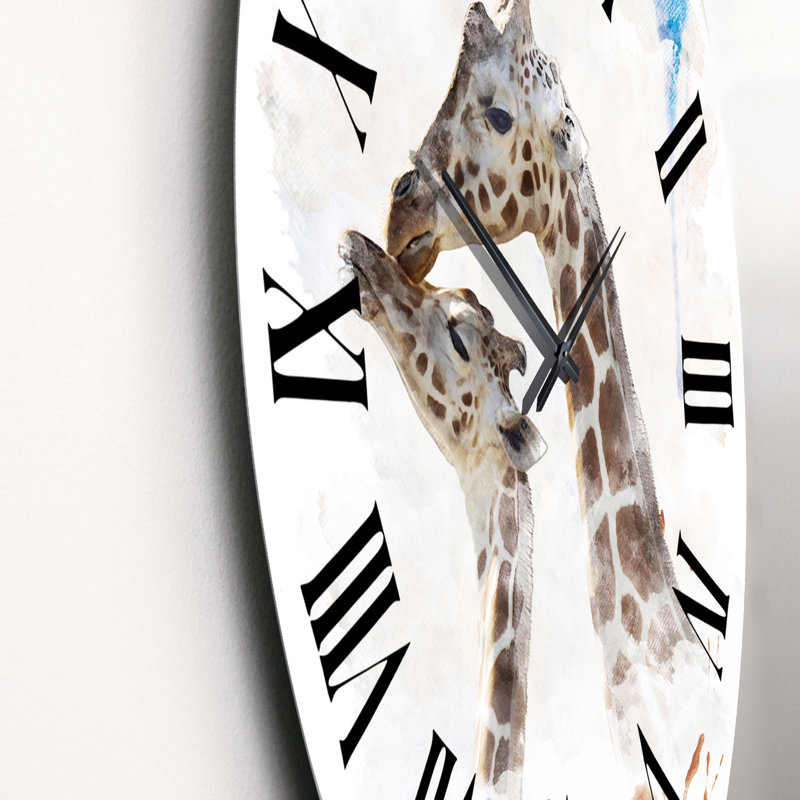 Portrait de deux girafes - Horloge murale traditionnelle, Moyen