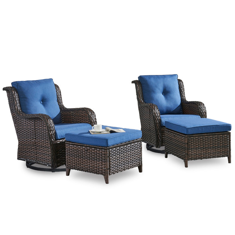 Chaise d'extérieur Elga, Brun, Bleu