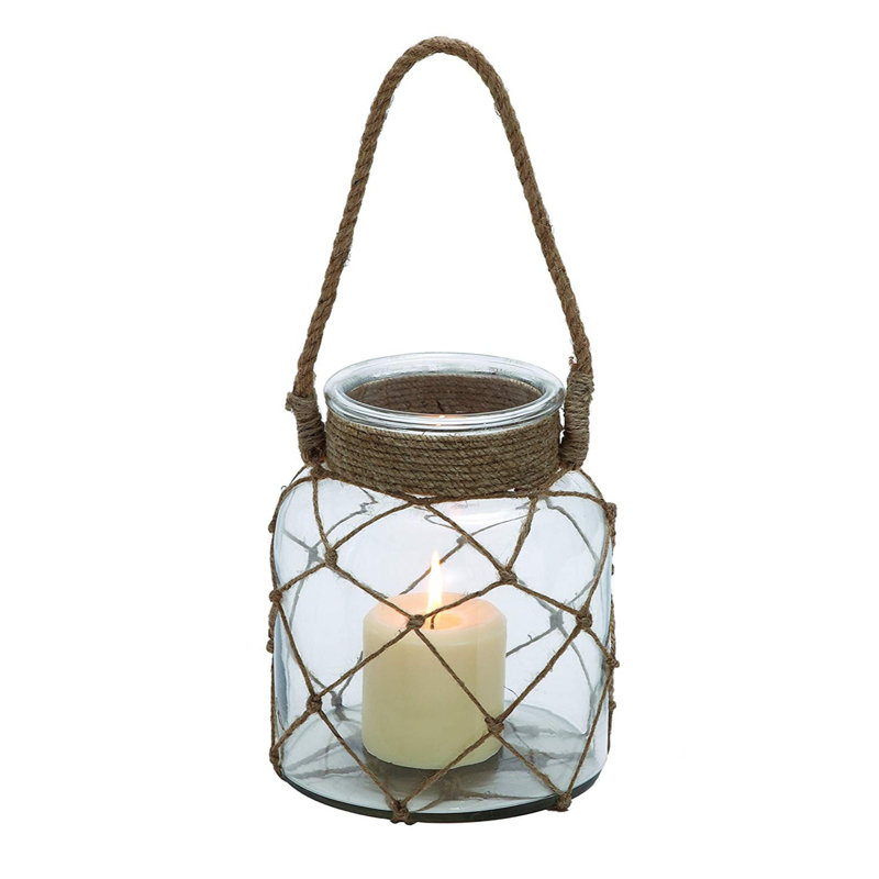 8'' H Glass Tabletop Candle Lantern