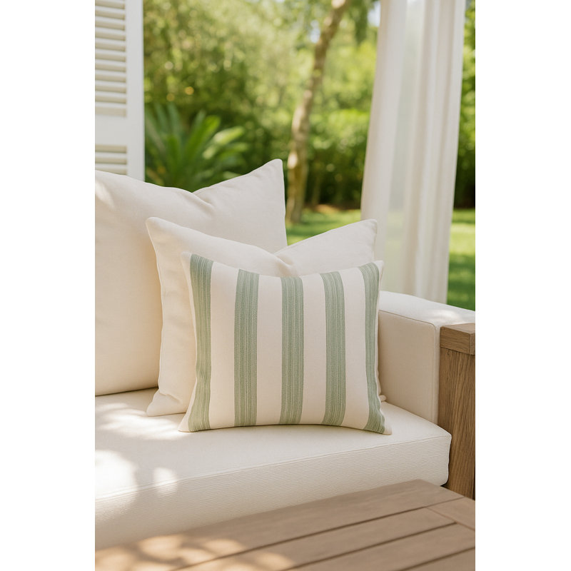 Mint Green Sardinia Stripe Indoor Outdoor Pillow 20x20, Green, Square 20", Pillow Cover Only - No Insert