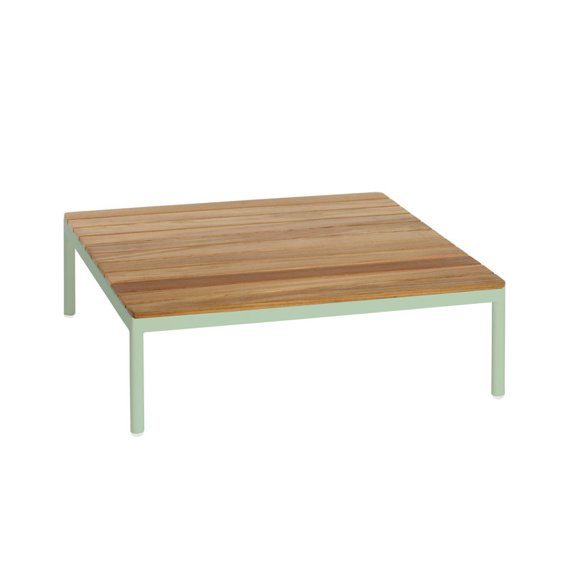 Riad Outdoor Square Coffee Table, Teak, 9.75", Pastel Green