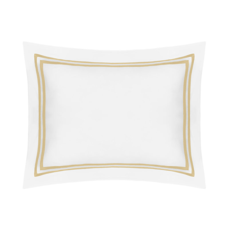 Ribbons 100% Cotton Sham, White/Gold, King