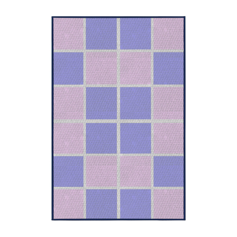 Tapis mauve/bleu à motifs, Rectangle 5 pi x 7 pi