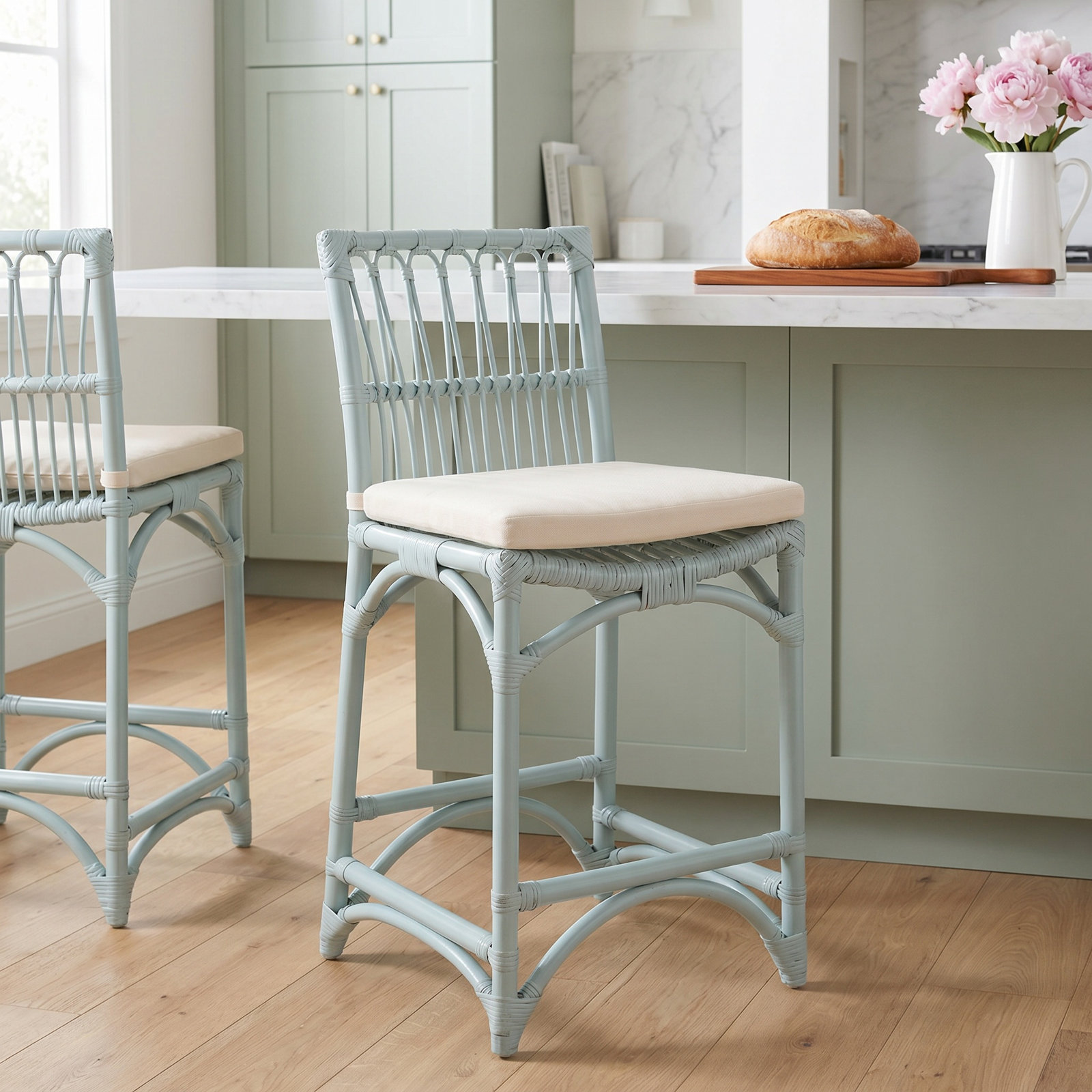 Claretta Barstool with Cushion, Forest Green