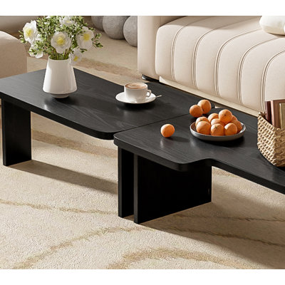 Modern Minimalist Coffee Table Set, Rectangle Coffee Table with Splicing Design, Multifunctional Combination Table for Living Room