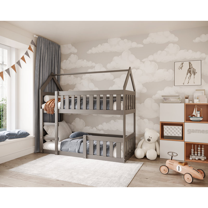 Clough 80 x 190cm Standard Bunk Bed, Grey