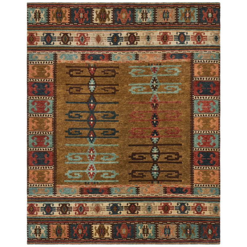 Bakke Wool Southwestern Area Rug in Brown, Rectangle 12' x 15'