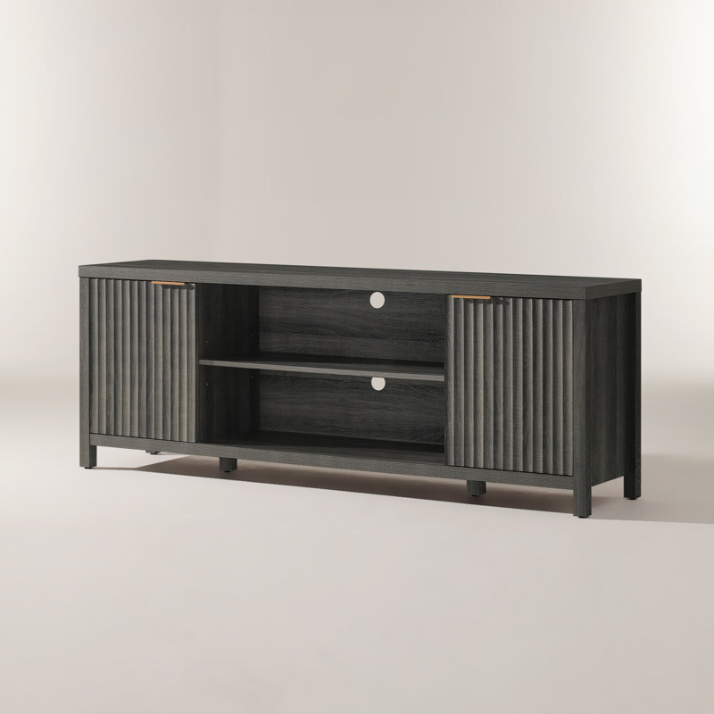 Nicolee 67'' W Storage Credenza, Midnight Oak, 25"H x 67"W x 15.4"D