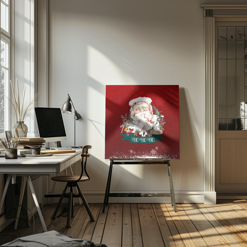 "Santa", art mural sur toile tendue, H 16 po x l 16 po