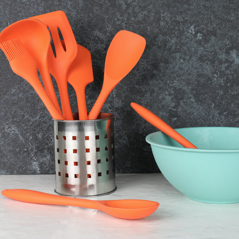 Chef Craft 7-Piece Orange Silicone Kitchen Utensil Set