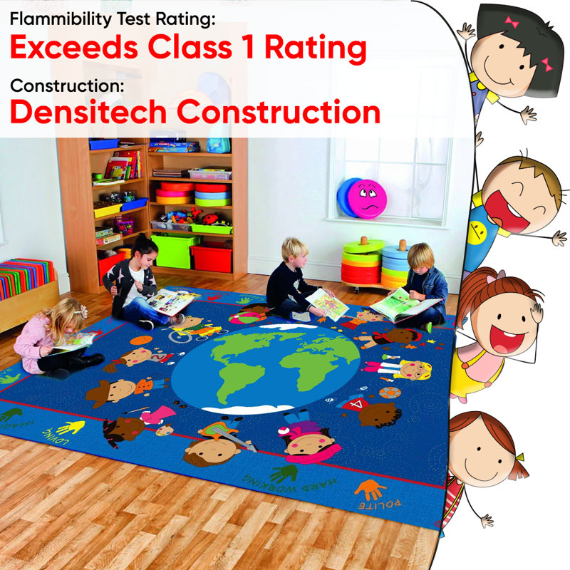 Tapis de classe KidCarpet World, Rectangle 6 pi x 8 pi 6 po