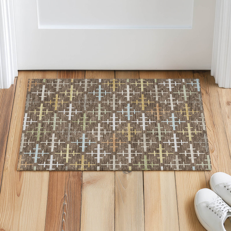 Machine Washable Indoor/Outdoor Chantille ACN2850 Geometric Rug, Chocolate, 2'6" x 3'10"