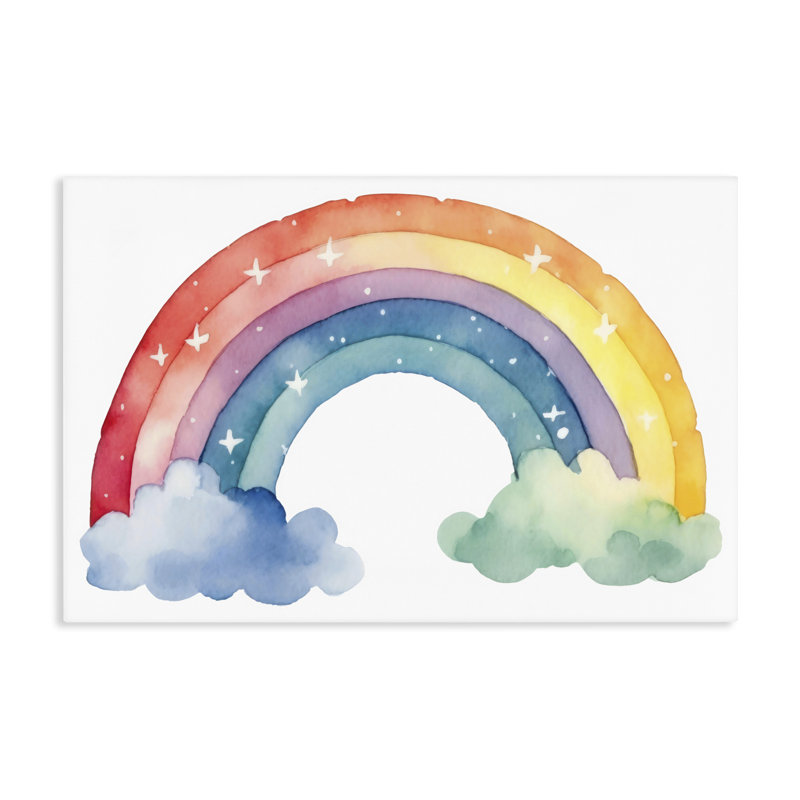 Arc-en-ciel coloré avec toile d'étoiles blanches, design par Creative Studio, H 16 po x l 24 po