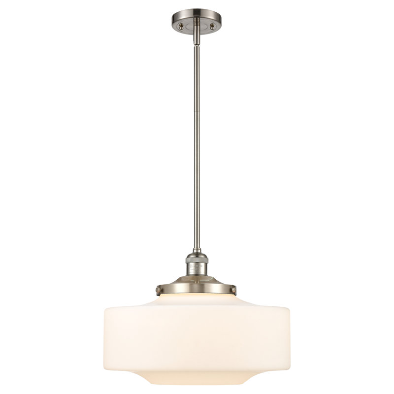 Mini-luminaire suspendu 1 lumière Franklin Restoration - Bullet - ampoule non incluse , Nickel satiné brossé, Blanc mat