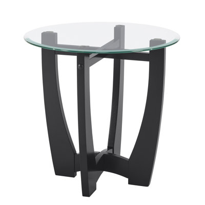 Modern 23.5 Inch Round Black Coffee Table with Tempered Glass Top – Mid-Century Inspired Center Table for Living Room, Office & Apartment