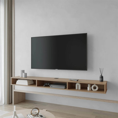 Meuble télé en bois de frêne avec rangement ouvert