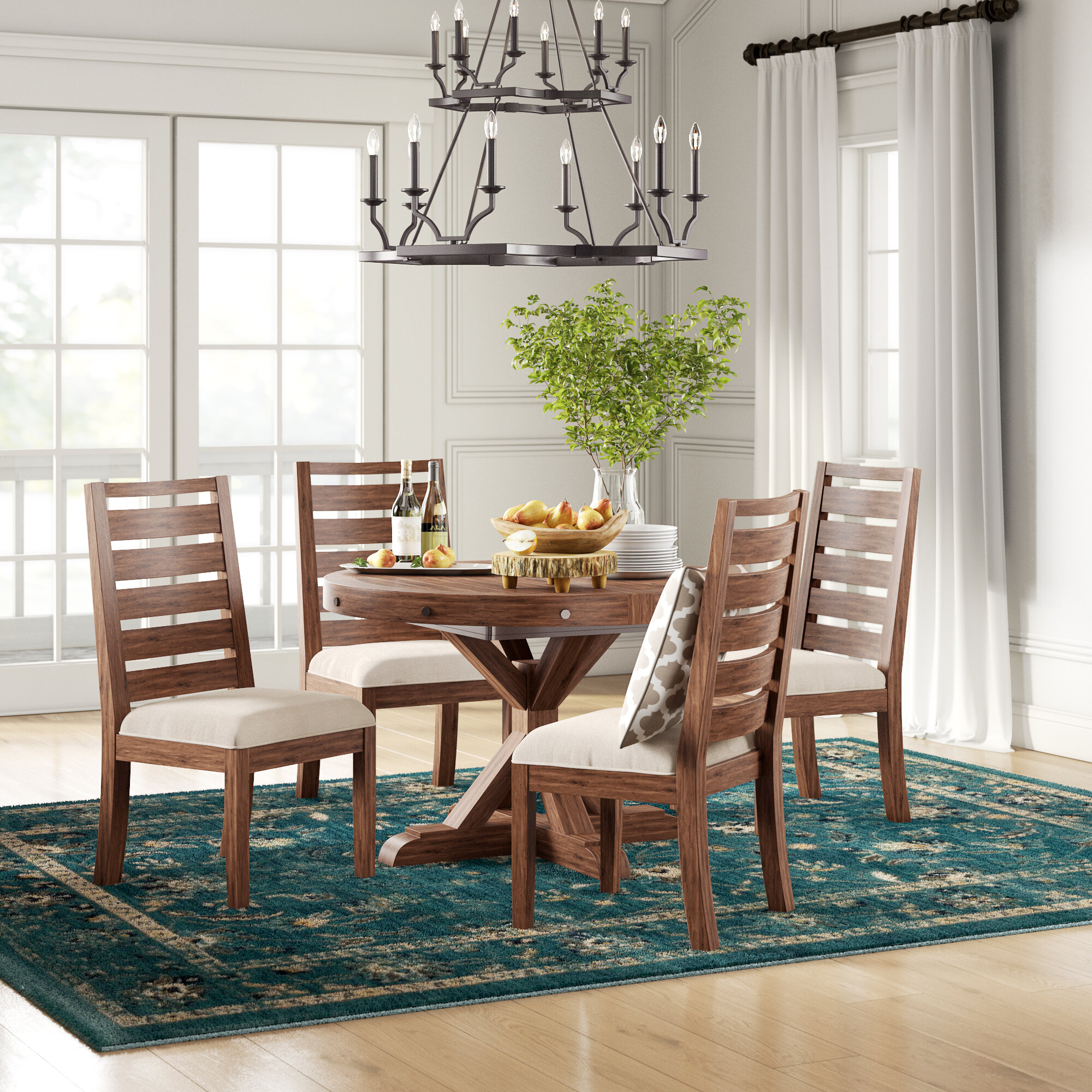 Padiham 5 piece extendable 2025 solid wood dining set