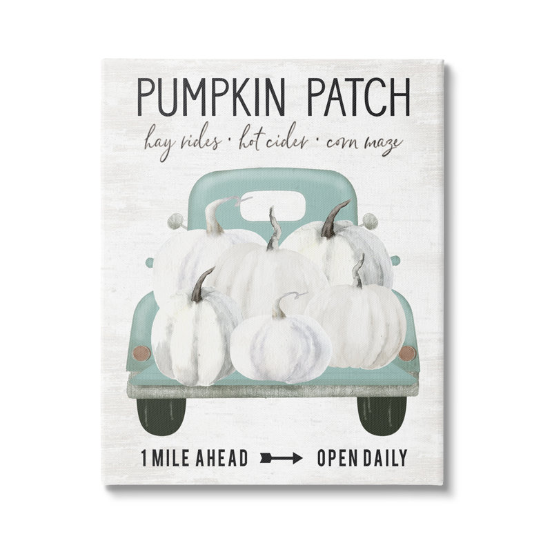«Pumpkin Patch Mile Ahead Sign», Toile tendue, H 48 po x l 36 po x P 1,5 po