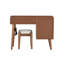 Ensemble coiffeuse 39 "en bois avec tabouret, 3 tiroirs, table d'appoint en rotin et port de charge USB, noyer-1123765697