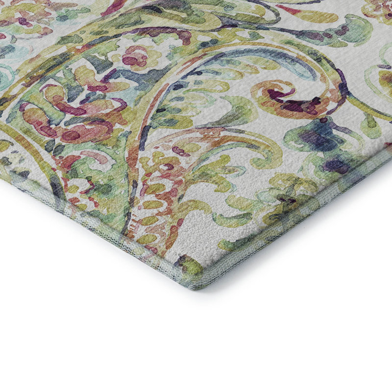 Tapis ivoire Prisco lavable à la machine de qualité supérieure, Rectangle 1 pi 8 po x 2 pi 6 po