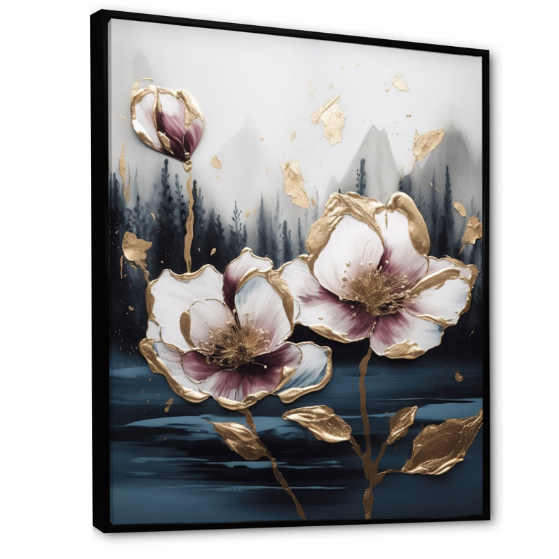Tulipe rose Cascade III - impression, H 20 po x l 12 po x P 1 po, Cadre flottant noir