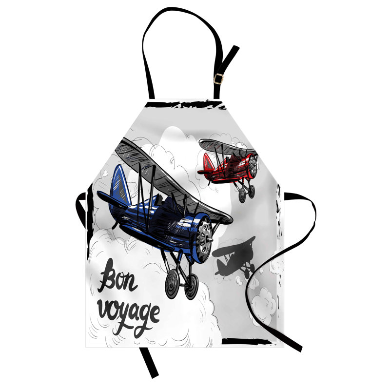 Tablier East Urban Home, unisexe, rétro bon voyage, taille adulte, bleu, rouge, gris