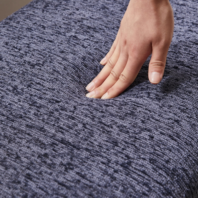 Banc rembourré en chenille avec pieds en bois massif, Blue, Blue
