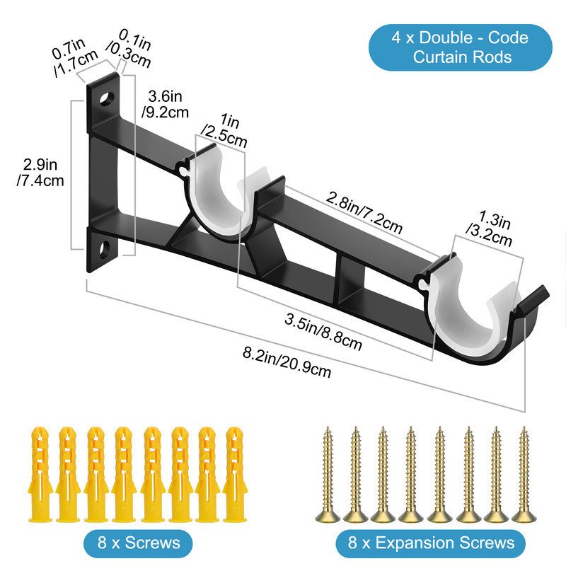 4Set double curtain rod bracket,Curtain Mounting Bracket