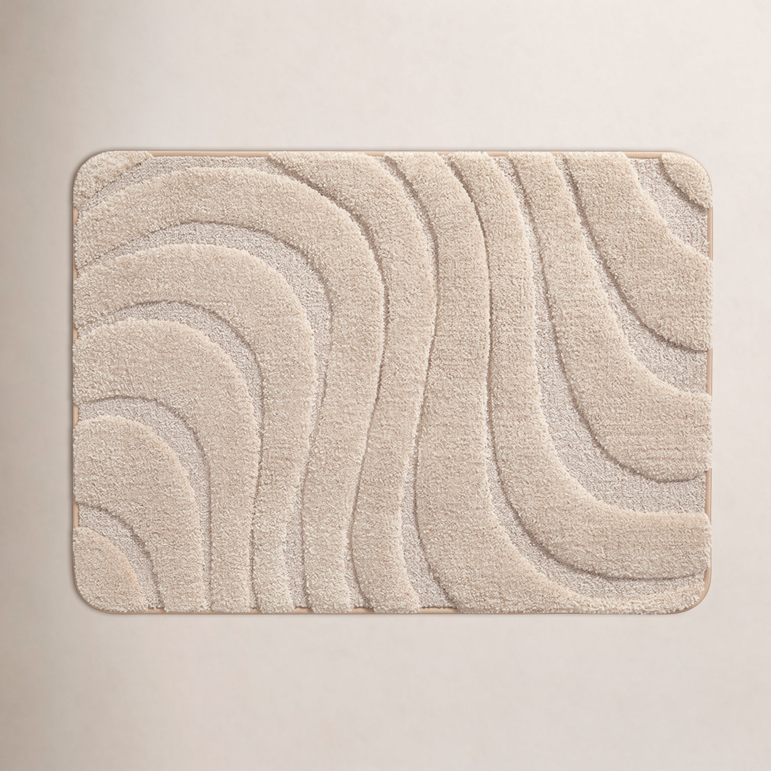 Gagetown Microfiber / Microsuede Non-Slip Bath Rug, Beige, 16" W x 24" L