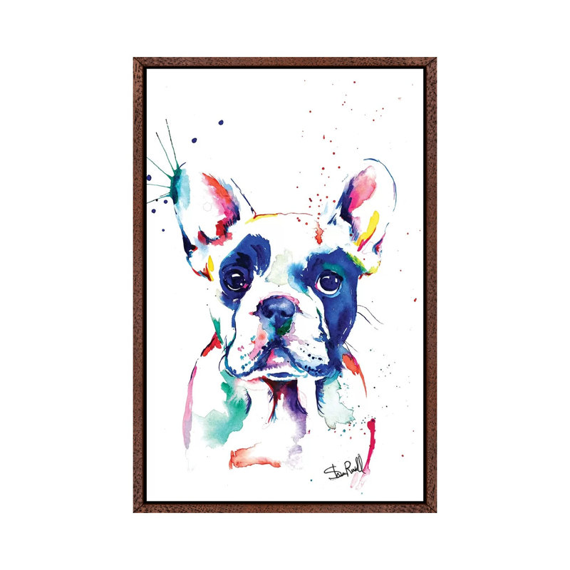 Frenchie I by Weekday Best - Painting on Canvas, Classic Brown Wood Framed, 101.6 cm H x 66.04 cm W