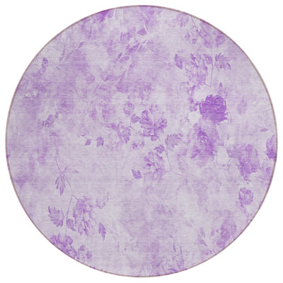 Tapis rond lavable et mauve rond 8 po
